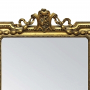 Espejo con marco de madera dorada, s.XX