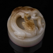 Circular seal made of white jade, ‘Coiled Dragon,’ Qing dynasty