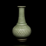 Jarrón de cerámica con esmalte celadón, dinastía Qing