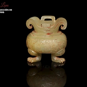 Incensario de jade blanco tallado, periodo Reinos Combatientes