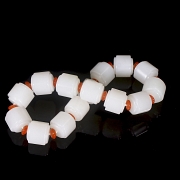 Pulsera de cuentas de jade blanco de Hetian, dinastía Qing