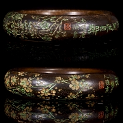 Pareja de brazaletes de madera de agar 