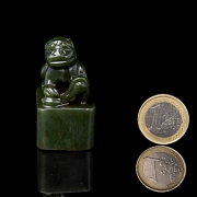 Spinach green jade seal ‘Beast’, Qing dynasty