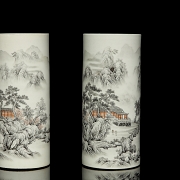 Pair of vases “Landscape with poem”, Qing dynasty - 2