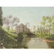 19th century French school ‘House by the River’ 1896 - 1