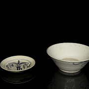 Plato y cuenco de cerámica esmaltada