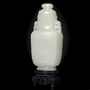 Hetian white jade vase ‘Masks’, Qing dynasty
