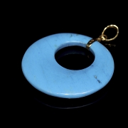 18k yellow gold circular pendant with turquoise - 3