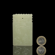 Jade plaque ‘Elder with birds’, Qing dynasty