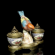 Mennecy Porcelain double writing desk “Bird on branch” 18th-19th centuries - 1