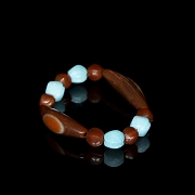 Pulsera de cuentas y Dzi de ágata Alashan, y amazonita, dinastía Liao