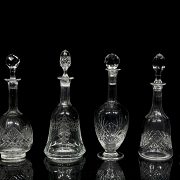 Cuatro licoreras en cristal tallado, s.XX