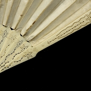 Abanico de seda y hueso, s.XIX-XX