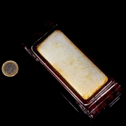 Reposa pinceles de jade de Hetian y madera, dinastía Qing