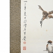 Chinese painting ‘Sparrows on Branches’, signed by Xu Beihong