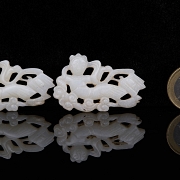 Pareja de placas de jade blanco