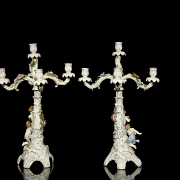 Pair of ‘Von Schierholz’ porcelain candlesticks, 19th century