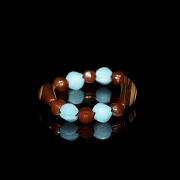Pulsera de cuentas y Dzi de ágata Alashan, y amazonita, dinastía Liao
