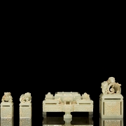 Gran juego de sellos tallados en jade amarillo