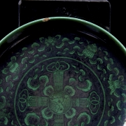Enamelled porcelain plate ‘Buddhist Emblems’, with Qianlong mark