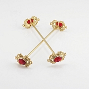 Aderezo de Fallera rojo Rubí y dorado - 5