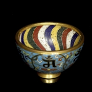Small bronze cup‘Lotus’, with cloisonné enamel