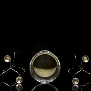 Set of silver-plated metal candlesticks and goblet, 20th century - 3