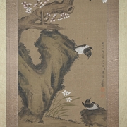 Chinese painting ‘Magpies on a Plum Tree in Bloom’, signed Chen Mei