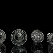Cuatro licoreras en cristal tallado, s.XX