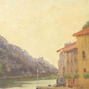 多明戈·索莱尔·吉利 Domingo Soler Gili（1871-1951）《河畔村庄》