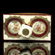 Antique ink blotter ‘Two scenes with allegories’, 19th-20th century - 5