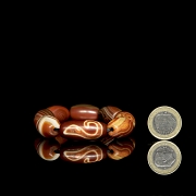 Pulsera de ocho Dzi de ágata, dinastía Liao