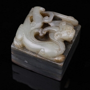 Sello de jade gris y blanco