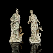 Pair of porcelain figures, ‘Asia and Europe’, 19th century