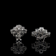 Pendientes de diamantes y aguamarinas en oro blanco de 18k