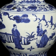 Blue and white porcelain vase ‘Courtly scenes’, with Jiajing seal