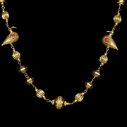 Gold-plated silver and coral necklace, 19th century