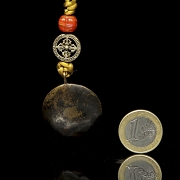 Colgante de bronce y ágata, Tíbet, dinastía Qing