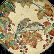 Longwy, glazed ceramic plate ‘Birds’, early 20th century