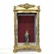 Carved and gilded wood niche, 19th century