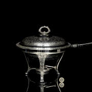 Calentador de metal plateado, s.XX