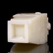 Jarrón cuadrangular de jade blanco de Hetian