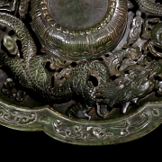 Conjunto de taza y plato de jade espinaca 