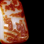 Placa de jade de Hetian, dinastía Qin, Inscripción de poema, marca Zigang