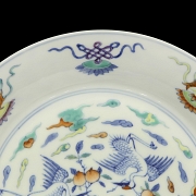 Glazed porcelain plate ‘Buddhist Emblems’, with Yongzheng mark
