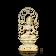 Figura de jade blanco “Buda Maitreya celestial”, dinastía Tang