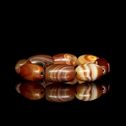 Pulsera de ocho Dzi de ágata, dinastía Liao