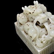 Gran sello de jade blanco 