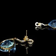 Pendientes en oro amarillo de 18k con topacios y diamantes