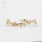 Precious pearl and diamond earrings - 3